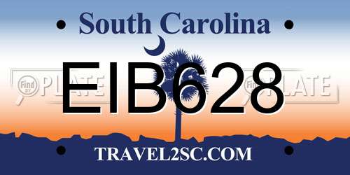 EIB628 South Carolina License Plate