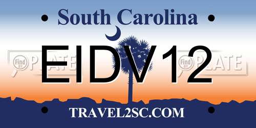 EIDV12 South Carolina License Plate