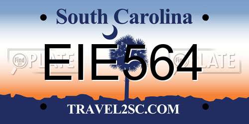 EIE564 South Carolina License Plate