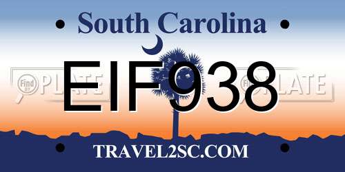 EIF938 South Carolina License Plate