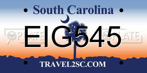 EIG545 South Carolina License Plate