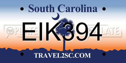 EIK394 South Carolina License Plate