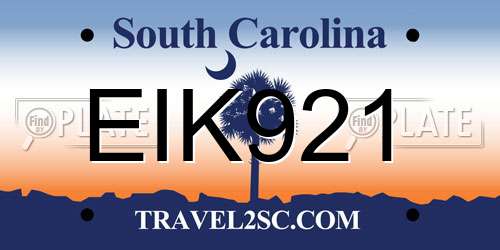 EIK921 South Carolina License Plate