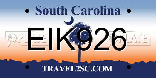 EIK926 South Carolina License Plate