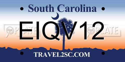 EIQV12 South Carolina License Plate