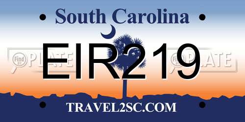 EIR219 South Carolina License Plate