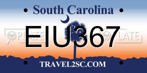 EIU367 South Carolina License Plate