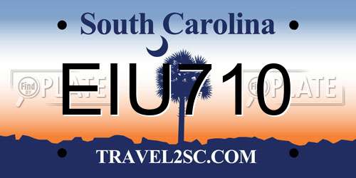 EIU710 South Carolina License Plate
