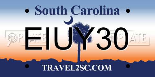 EIUY30 South Carolina License Plate
