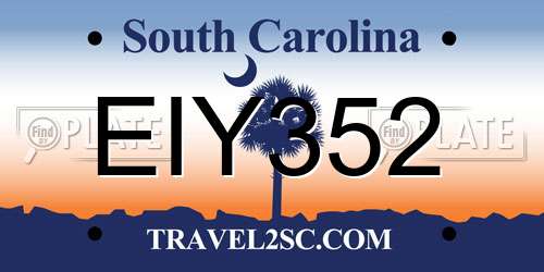 EIY352 South Carolina License Plate
