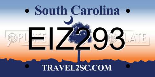 EIZ293 South Carolina License Plate