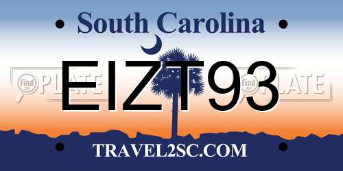 EIZT93 South Carolina License Plate