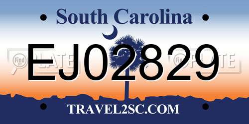 EJ02829 South Carolina License Plate