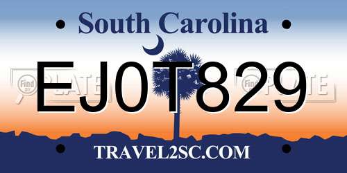 EJ0T829 South Carolina License Plate