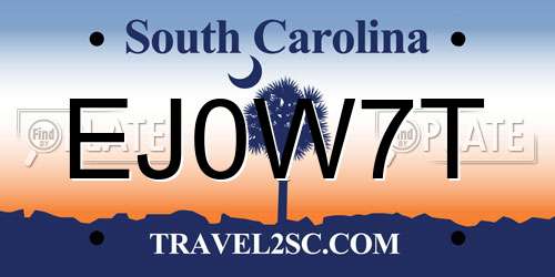 EJ0W7T South Carolina License Plate