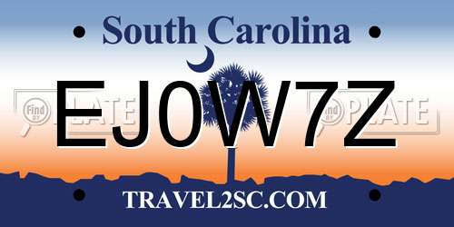 EJ0W7Z South Carolina License Plate