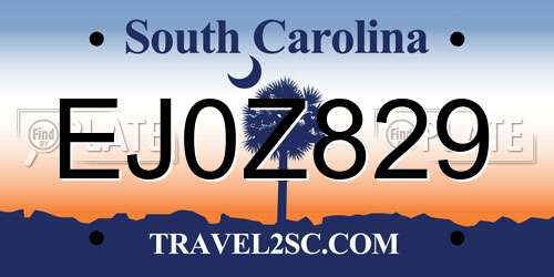 EJ0Z829 South Carolina License Plate