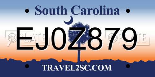 EJ0Z879 South Carolina License Plate