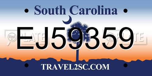 EJ59359 South Carolina License Plate