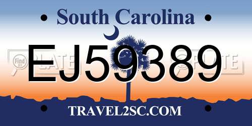 EJ59389 South Carolina License Plate