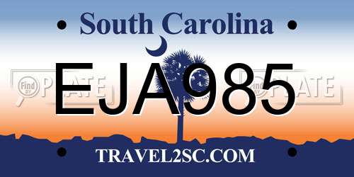 EJA985 South Carolina License Plate