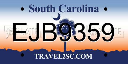 EJB9359 South Carolina License Plate