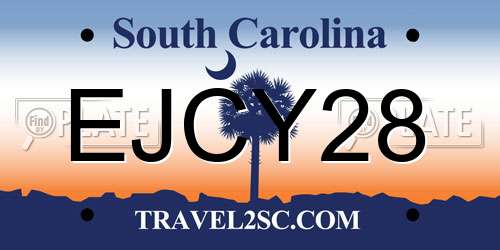 EJCY28 South Carolina License Plate