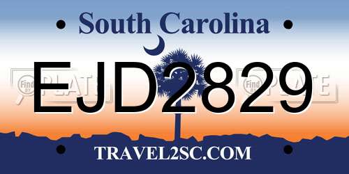 EJD2829 South Carolina License Plate