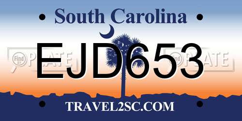 EJD653 South Carolina License Plate