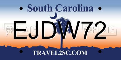 EJDW72 South Carolina License Plate