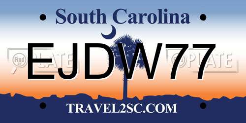 EJDW77 South Carolina License Plate