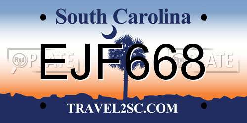 EJF668 South Carolina License Plate