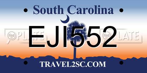 EJI552 South Carolina License Plate