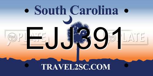EJJ391 South Carolina License Plate