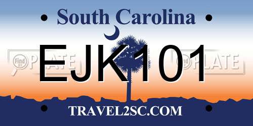 EJK101 South Carolina License Plate