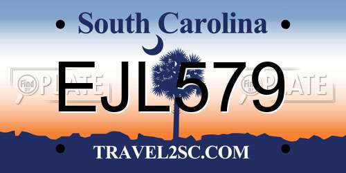 EJL579 South Carolina License Plate