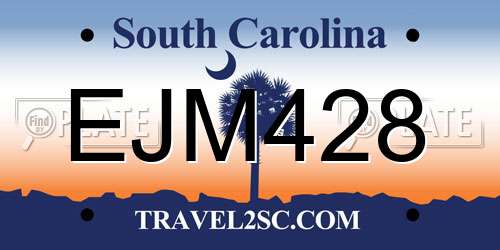 EJM428 South Carolina License Plate