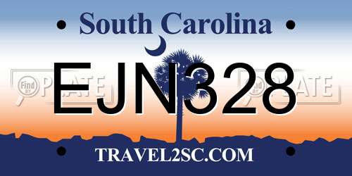 EJN328 South Carolina License Plate