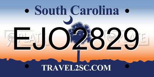 EJO2829 South Carolina License Plate