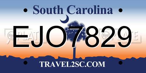 EJO7829 South Carolina License Plate