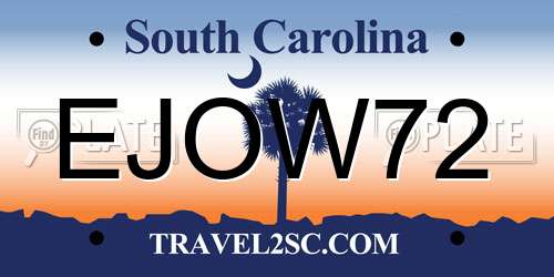 EJOW72 South Carolina License Plate