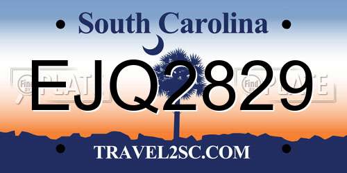 EJQ2829 South Carolina License Plate