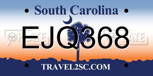EJQ368 South Carolina License Plate