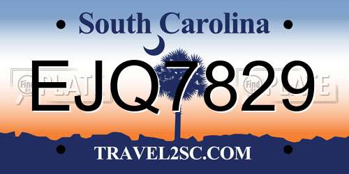 EJQ7829 South Carolina License Plate
