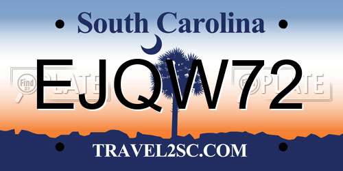 EJQW72 South Carolina License Plate