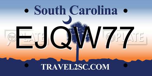 EJQW77 South Carolina License Plate