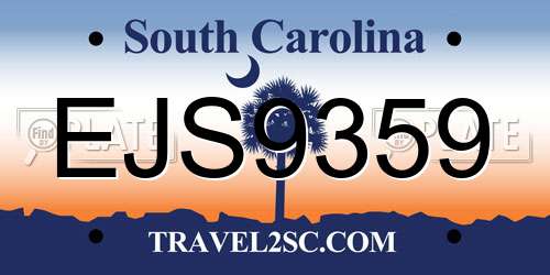 EJS9359 South Carolina License Plate