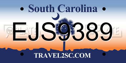 EJS9389 South Carolina License Plate
