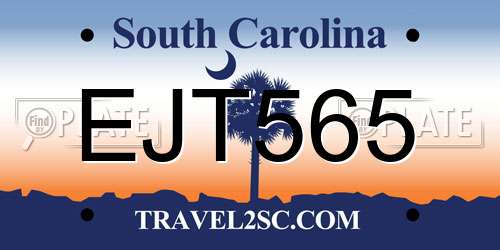 EJT565 South Carolina License Plate