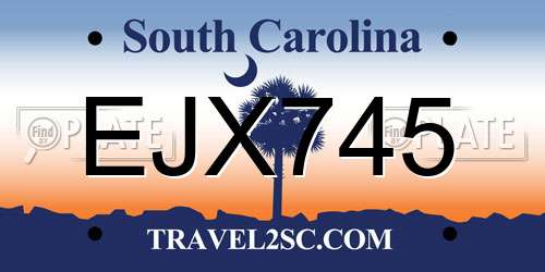 EJX745 South Carolina License Plate